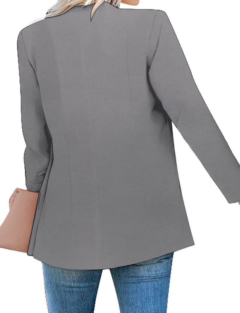 luvamia Women's Casual Long Sleeve Lapel Button Slim Work Office Blazer Jacket Blazer Jackets for Women Steel Gray Size Medium Size 8 Size 10 - Image 2